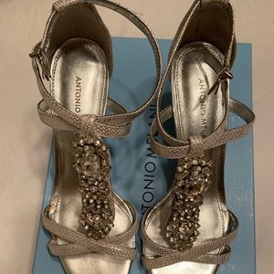 Antonia Melani T Strap Embellished Dress Sandal